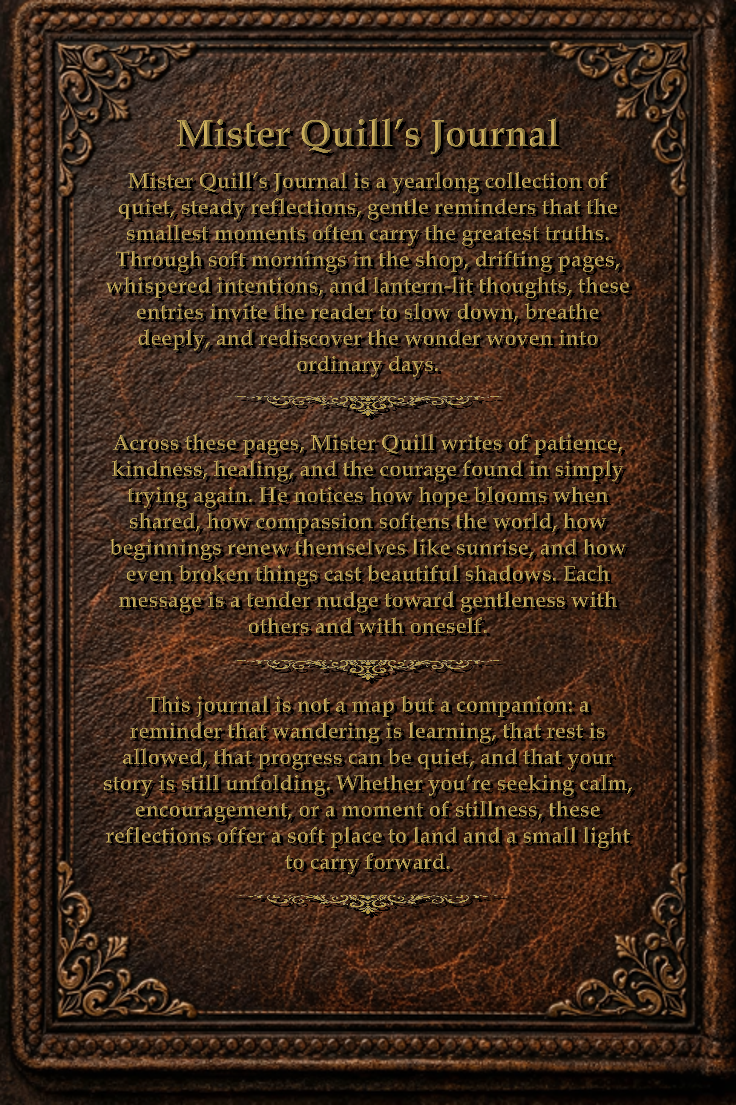 Mister Quill's Journal: 55 Inspirational Messages from Mister Quill's Bookstore Cafe